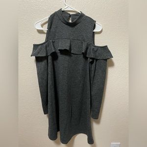 LOFT casual dres.- mini cold shoulder long sleeves Gary solid dress. Never worn